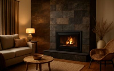Cozy Up Your Living Room with slate tile around fireplace: A Timeless Look.